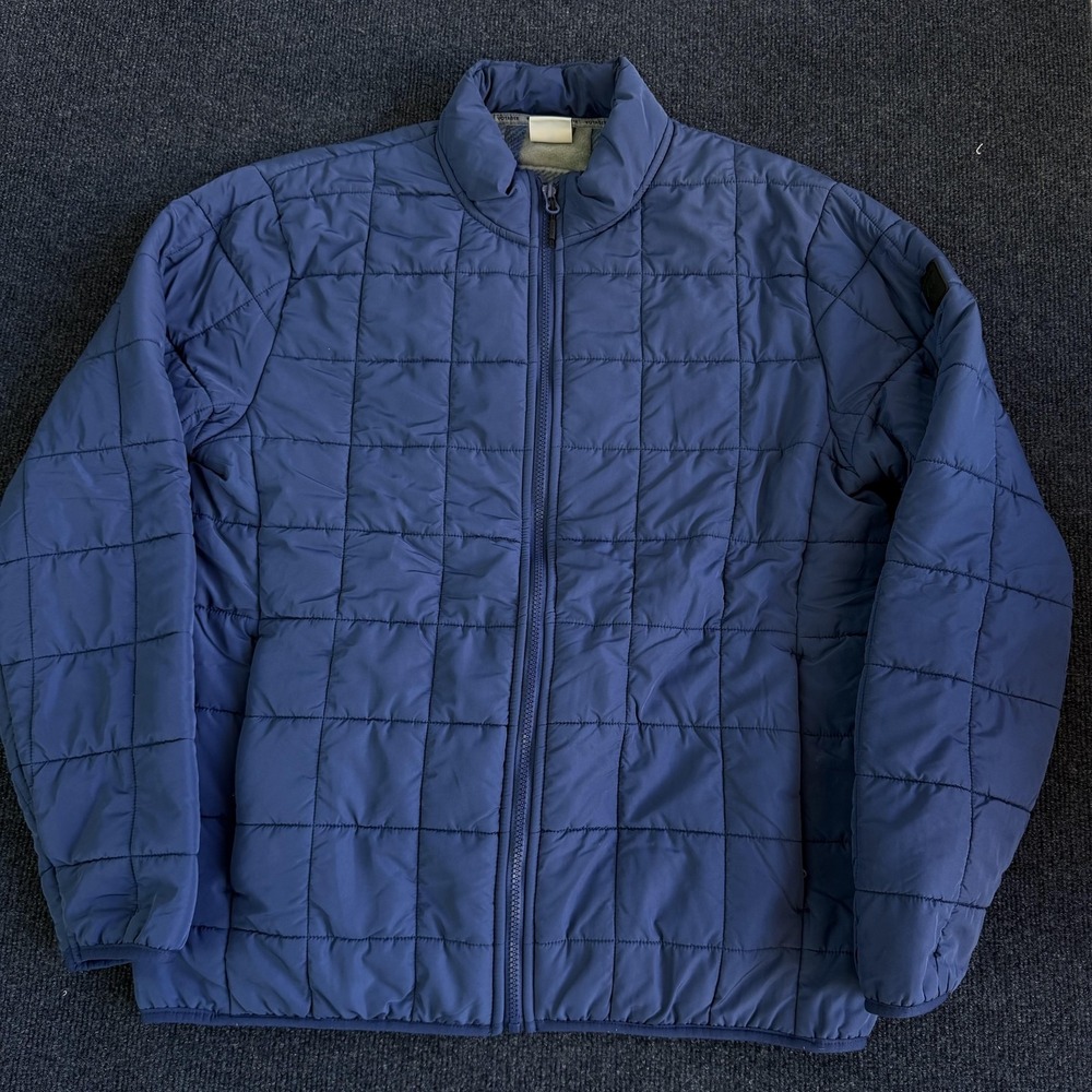 Voyager Jacket Mens Medium Blue Quilted Fleece Lined Full Zip Outdoor Hiking